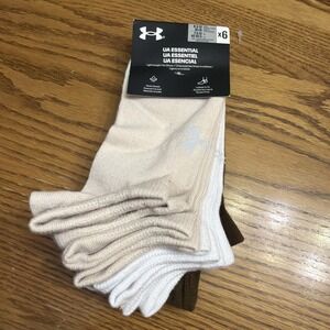 6 Pair Under Armour Lightweight No Show Unisex, Men7-8.5, Women6-10, White Tan